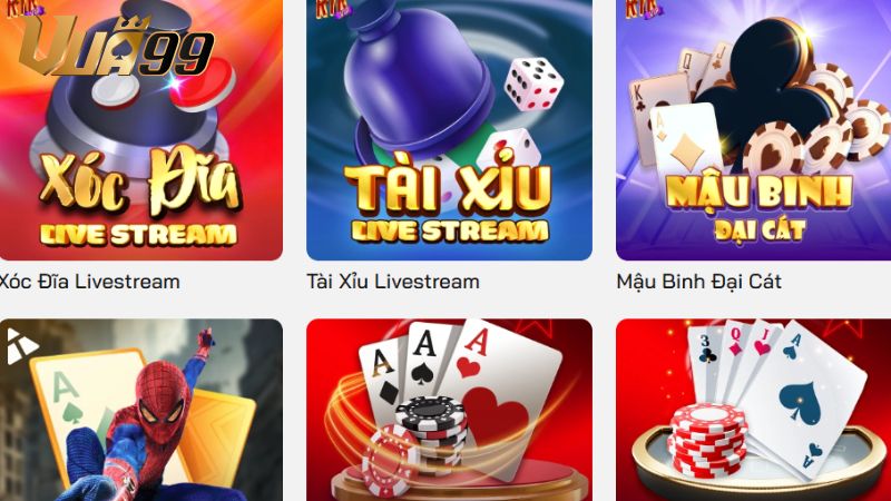 Các thể loại game bài phổ biến tại Vua99
